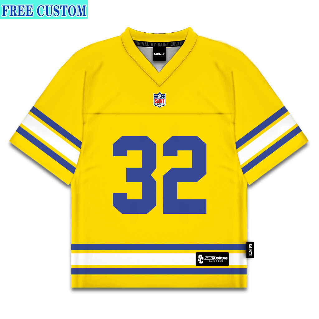 [หมายเลขชื่อทีมที่กำหนดเองฟรี] Vintage Oversize Nachos Yellow 32 Jersey Retro Y2K Streetwear NFL Baseball Hockey