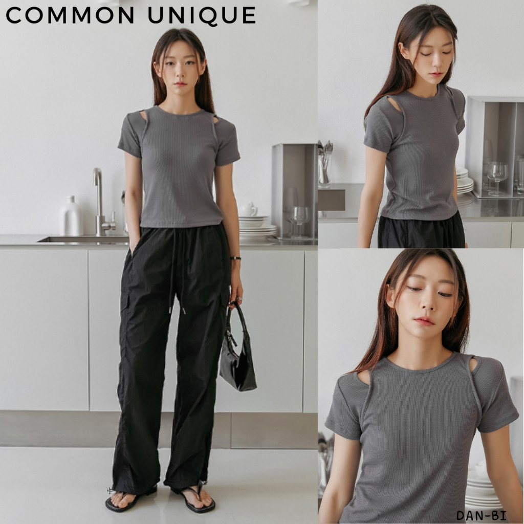 ♞[COMMON Unique]moart Cut Out Golji 1/2 Tee_4color / สินค้า KR แท้ 100% / จัดส่งรวดเร็วจาก KR! XLF