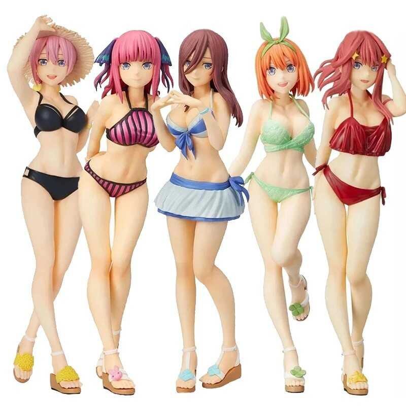 ◆ 20Cm Anime The Quintessential Quintuplets Figure Sexy Swimsuit Standing Nakano Miku Model Sta