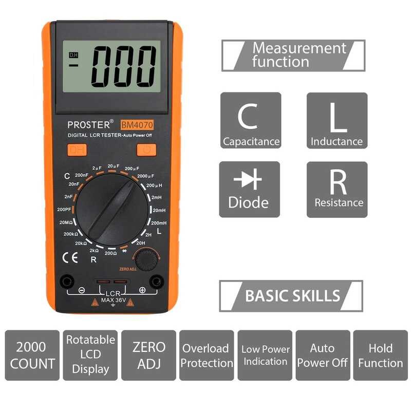 ▥ Proster Bm4070 มัลติมิเตอร์แบบดิจิตอล LCR Meter TESTER สําหรับตัวเหนี่ยวนําความต้านทานจอแสดงผ