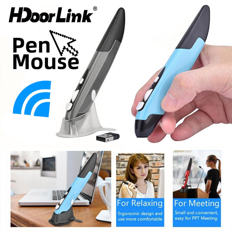 HdoorLink 2.4G Wireless Mouse Pen Optical Presenter ปากกาเมาส์แนวตั้งปากกาStylusเมาส์สําหรับแท็บเล็ตแล็ปท็อปพีซี