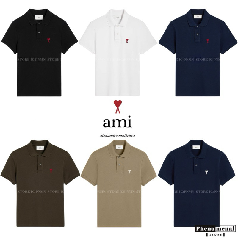 ♞,♘[เก็บโค้ด ลด 20%] เสื้อโปโล AMI Paris Ami de Coeur Polo shirt ของแท้ พร้อมส่ง HGJ