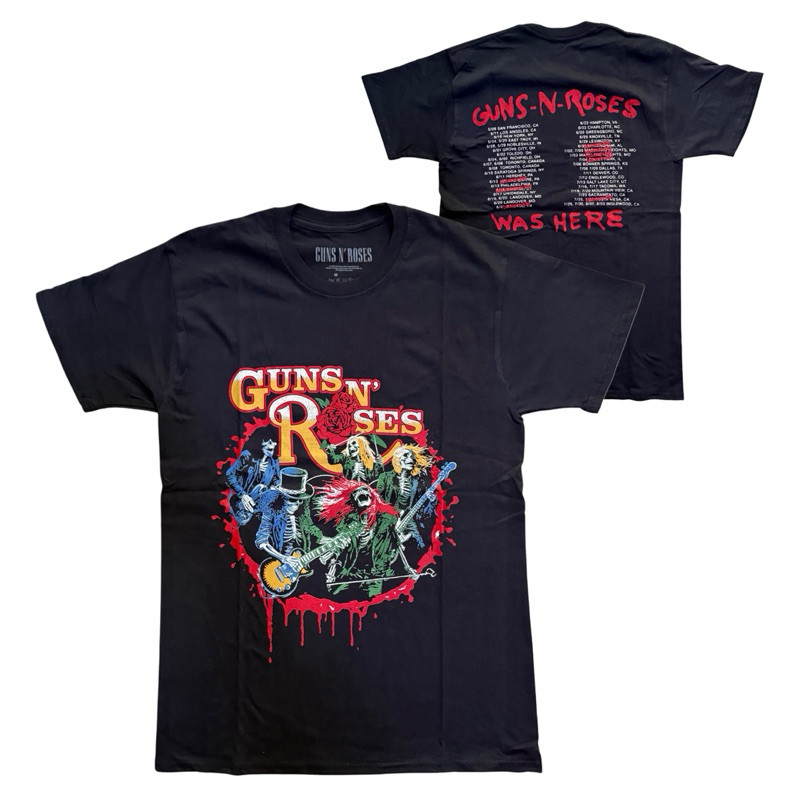 ♞,♘,♙เสื้อวงดนตรี GUNS N ROSES T-SHIRT ลาย WAS HERE (NAVY BLUE)(2025) ลิขสิทธิ์ของแท้ UK JKX
