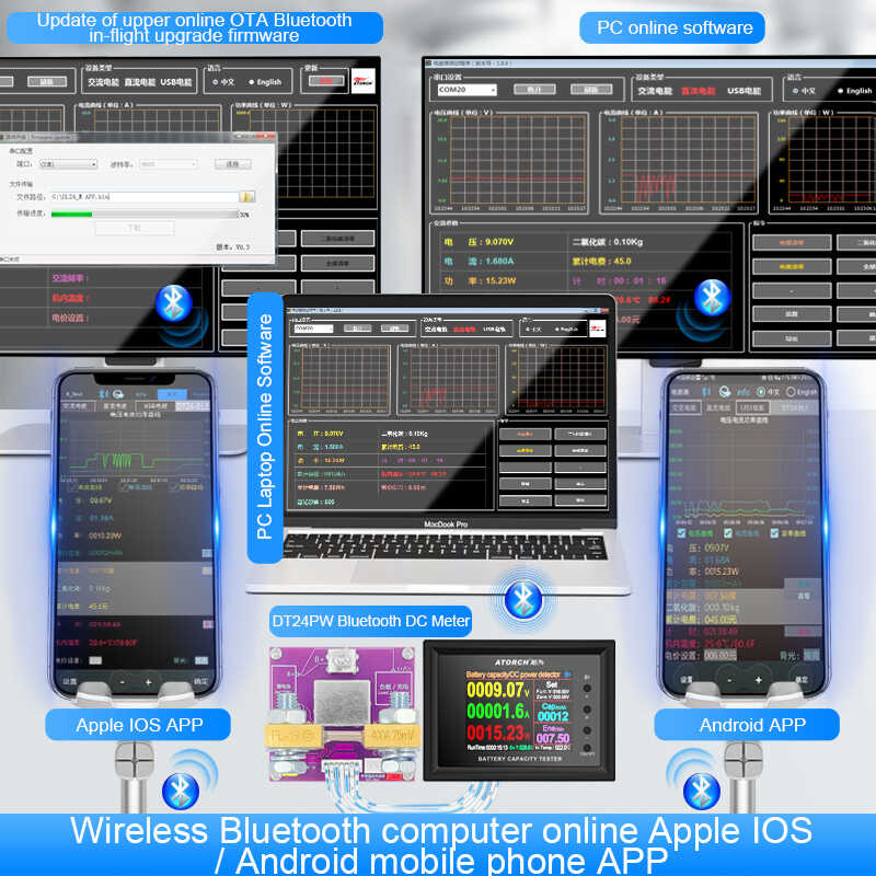 ▥ Dt24pw 8~240V 100A Amp Meter DC Power Voltmeter Ammeter Battery Capacity Tester Voltage Gauge