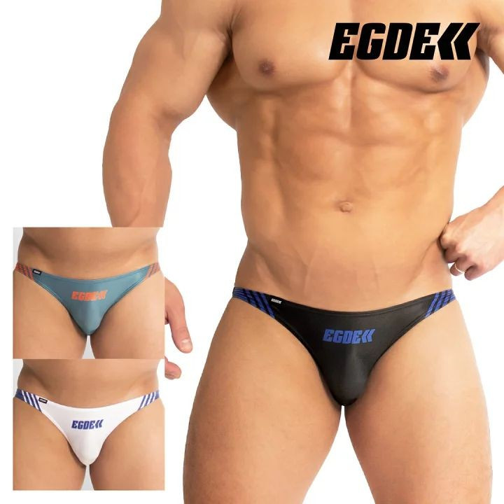 โลกคนมีสไตล์3656 Made in Japan EGDE Mens Low-Waist Narrow Back Piece Color Matching Briefs Polyeste