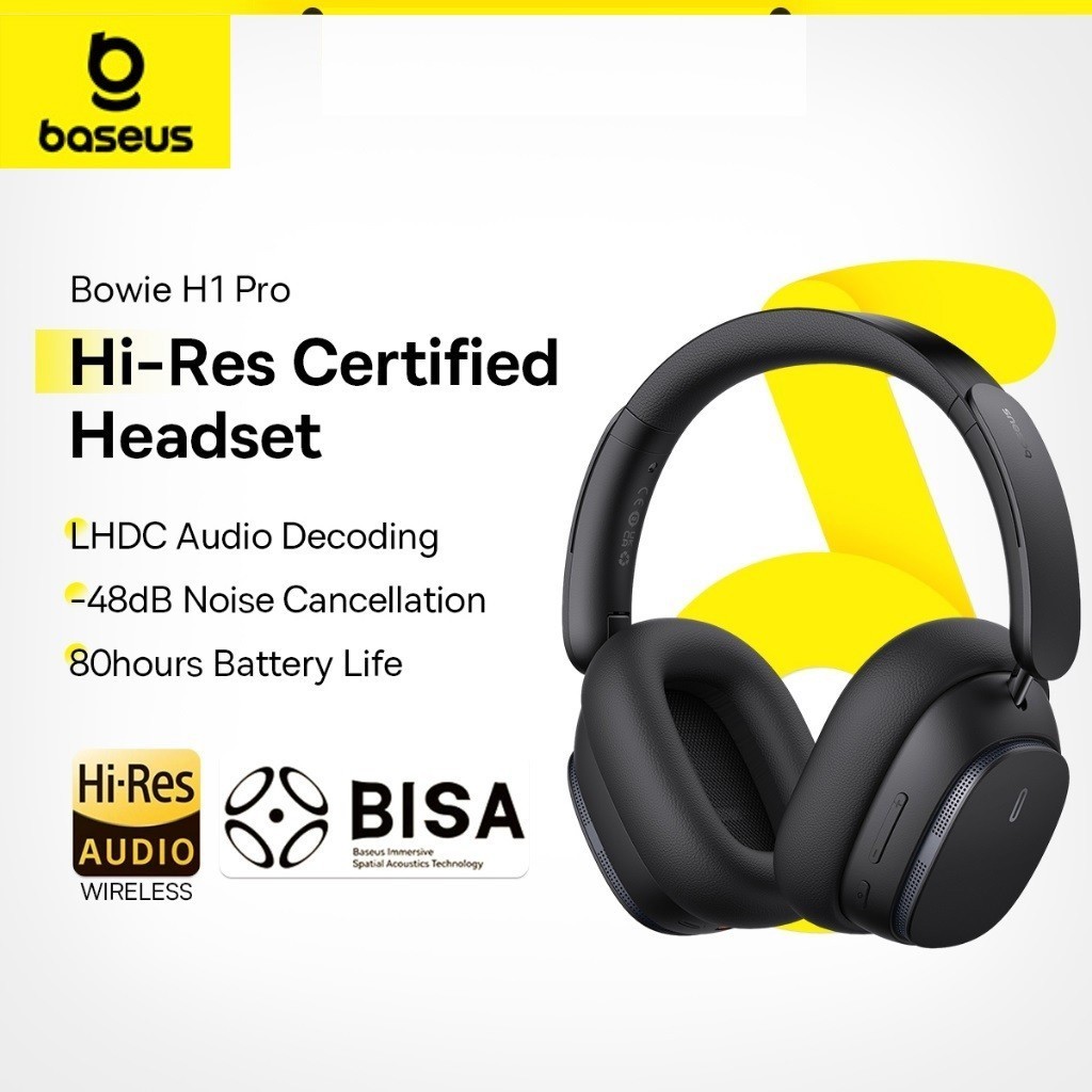 Baseus H1 Pro หูฟังไร้สาย ไฮบริด -48dB ตัดเสียงรบกวน บลูทูธ 5.3 ได้รับการรับรอง Hi-Res LHDC Code