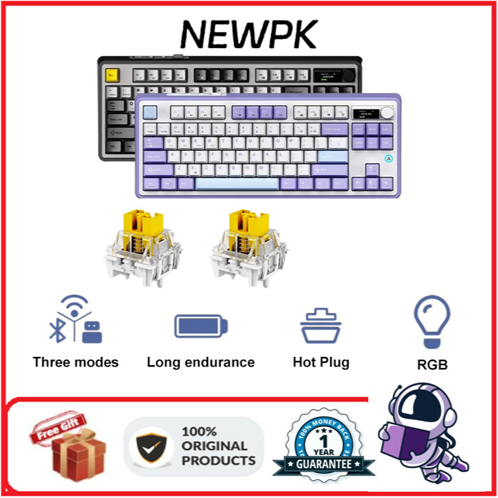 Ajazz ak870 ไร้สายสามโหมด mechanical magnetic switch คีย์บอร์ด RGB ปลั๊กร้อน