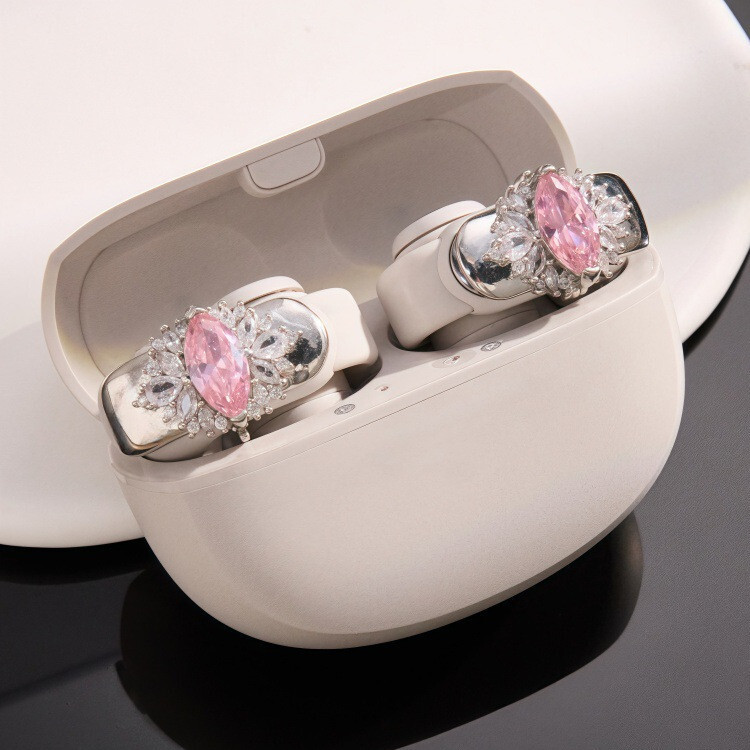 1 คู่ Water drop สีชมพูเพชรคลิป Charms การออกแบบประณีตหูฟังอุปกรณ์เสริม Flash Dia ส่วนบุคคล DIY ชุดสําหรับ OWS หูฟัง