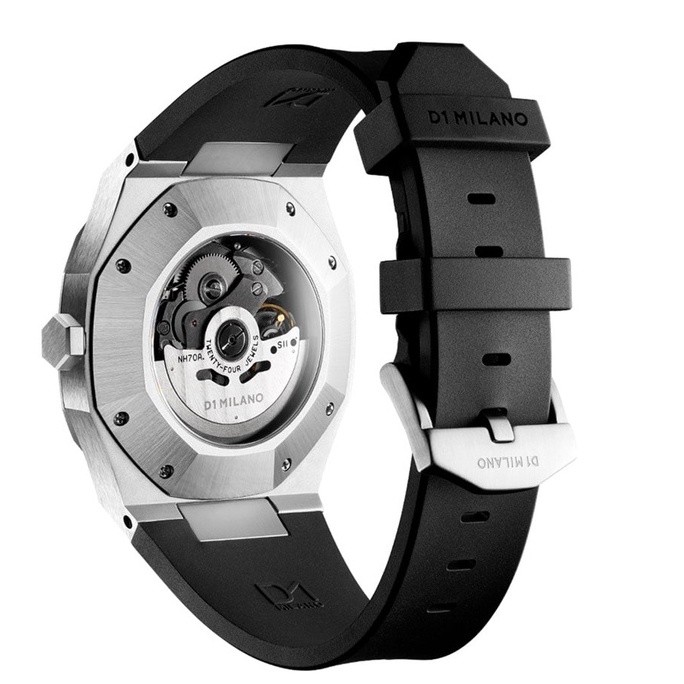 D1 milano SILVER SKELETON 41mm Sapphire//SEIKO NH70A สวย วัสดุดี สายยางใส่สบาย หรูหราในราคาเบาๆ ประ