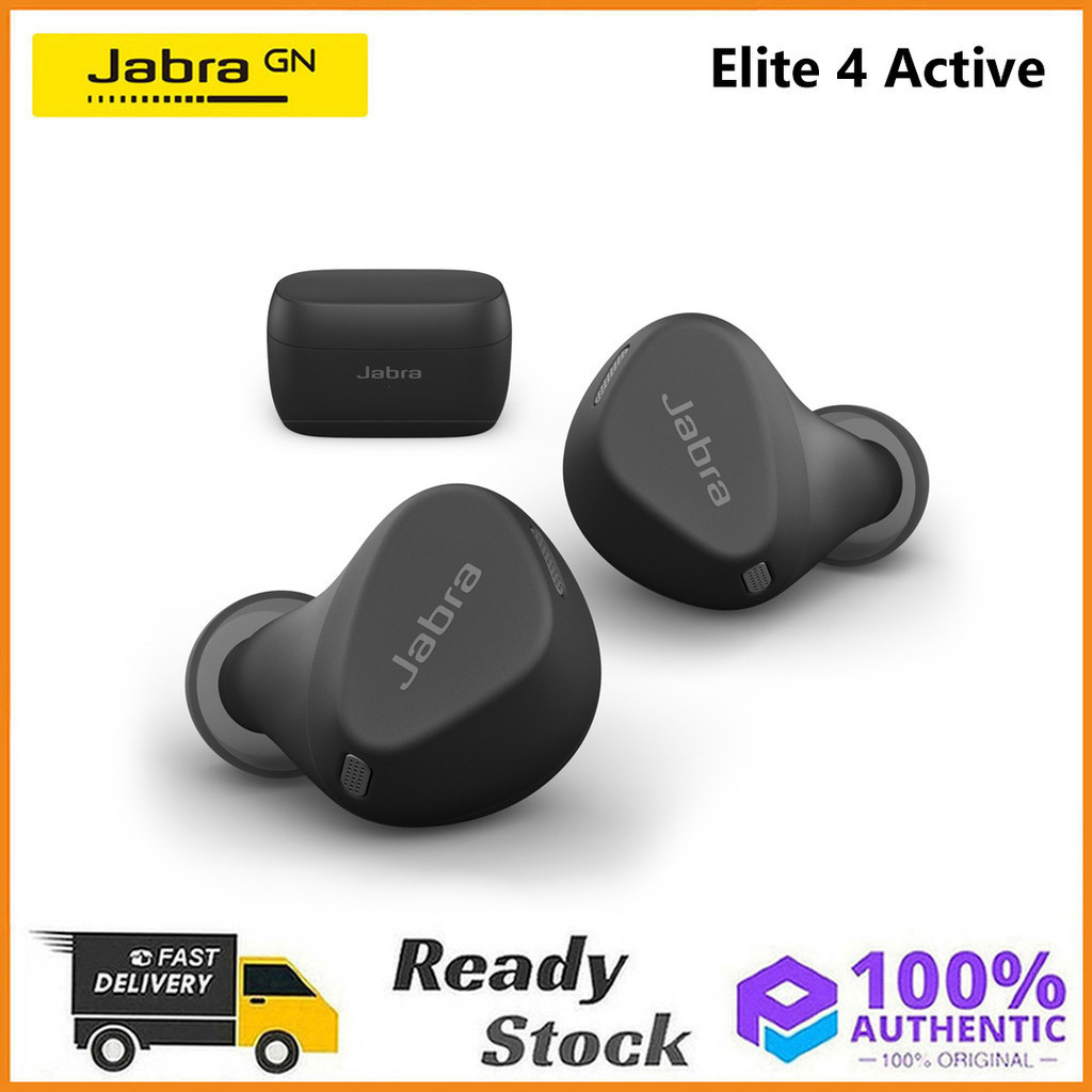 Jabra Elite 4 Active ดั้งเดิม - หูฟังสปอร์ตไร้สายที่แท้จริงพร้อมแอคทีฟที่ปลอดภัยพร้อมไมโครโฟนในตัว