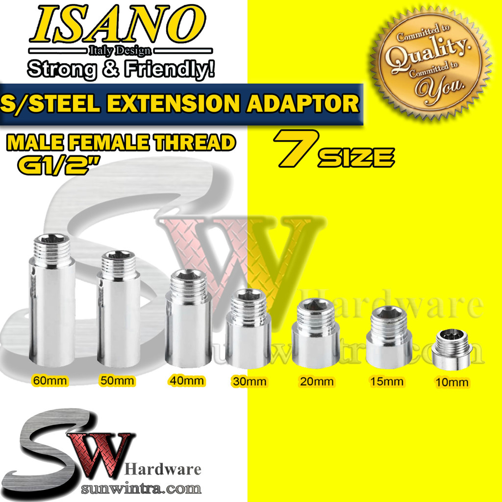 ISANO S/STEEL TAP EXTENSION ADAPTER 10MM - 60MM