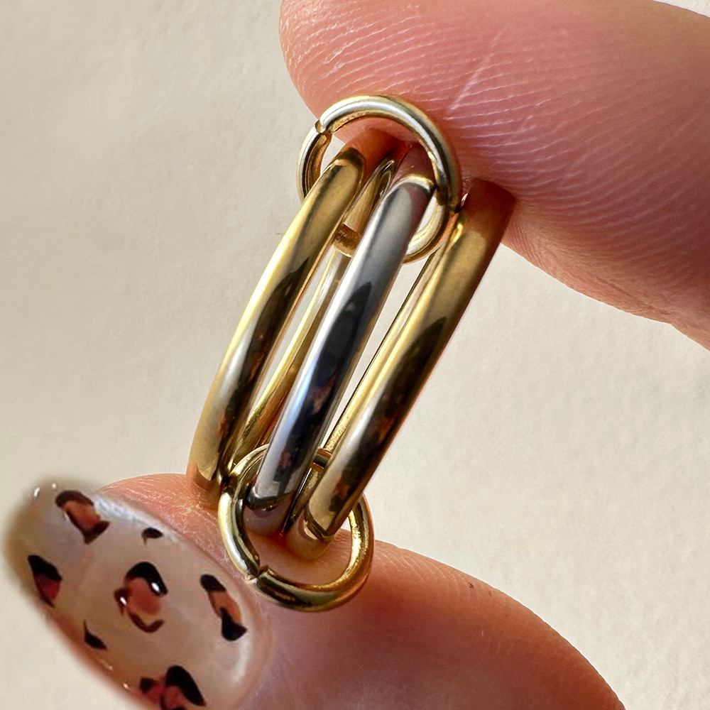 Stackable แหวนสแตนเลสการออกแบบสองสี Minimalist สามชิ้นขนาด 5-13 Spinelli Kilcollin แหวนสําหรับผู้หญิงเครื่องประดับใหม่