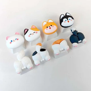 2 ชิ้น/เซ็ตการ์ตูน Calico Cat Keycaps ของขวัญทําด้วยมือคีย์บอร์ดตกแต่ง Key Caps