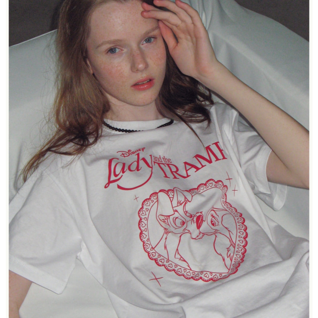 ♞,♘,♙พร้อมส่ง  เสื้อ ronron heart lady and the tramp - white XSB