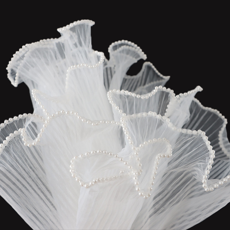 (4หลา/ถุง) 28เซนติเมตรคลื่นเส้นด้ายวันวาเลนไทน์ลูกไม้ดอกไม้บรรจุภัณฑ์วัสดุตาข่ายเส้นด้ายเทศกาลกล่องของขวัญบรรจุภัณฑ์แฮนด์เมดทําเองริบ