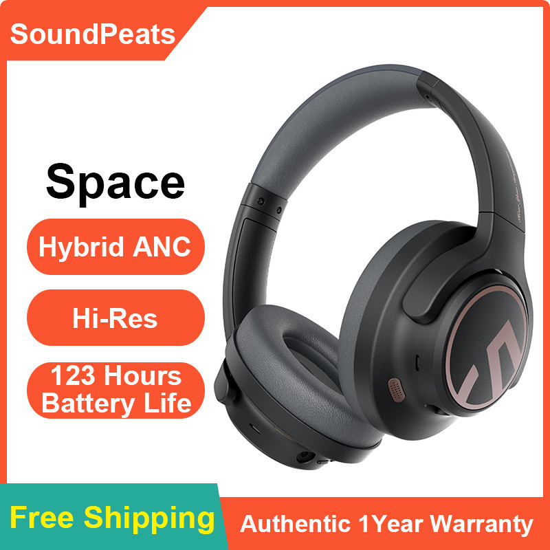 Soundpeats Space Headphones 123H Play Hybrid Active Noise Cancelling Hi-Res Bluetooth 5.3 40mm Driv