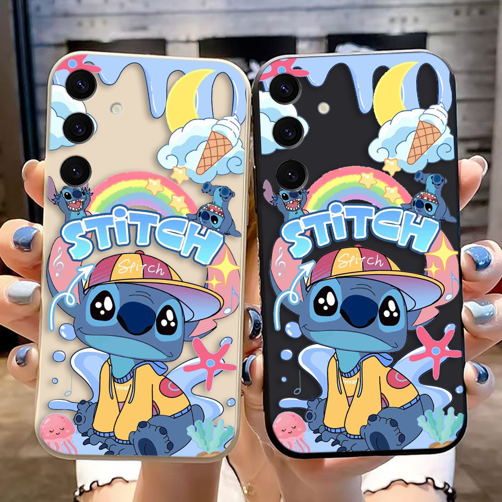 SAMSUNG D-Disney Lilo Stitchน่ารักสีสันตรงขอบซิลิโคนTPUเคสโทรศัพท์สําหรับSamsung S30 S25 S24 S23 S22