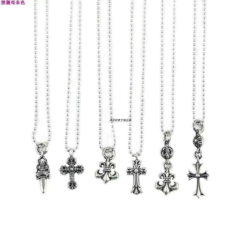 Chrome Hearts รุ่นท็อป Chrome Hearts S925 สร้อยคอจี้ไม้กางเขนเงินแท้สําหรับผู้ชายและผู้หญิง, ฮิปฮอป