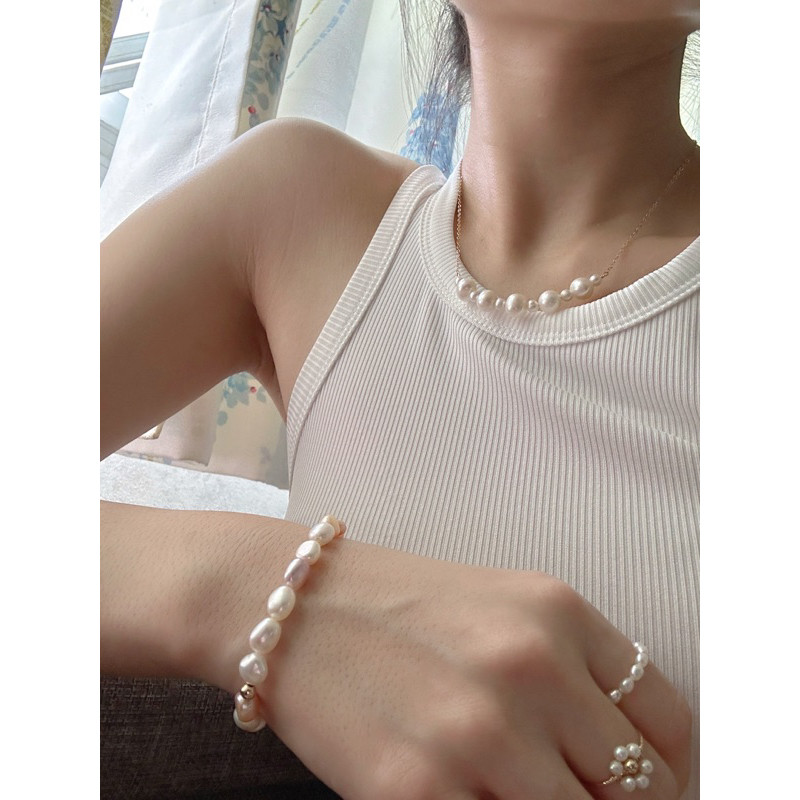 M&w 14K Gold-Filled สร้อยคอมุกยิ้ม