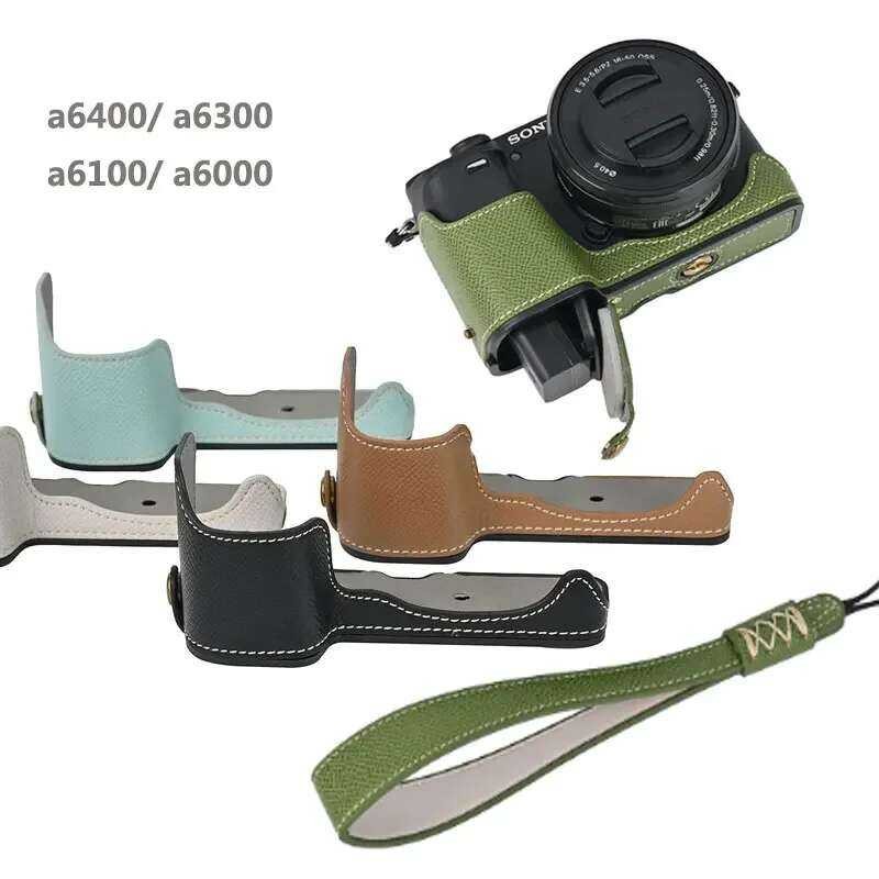 ❃ กระเป๋ากล้อง PU สําหรับ Ilce-6400 ครึ่งสําหรับ A6400 A6300 ฐานสําหรับ A6100 ป้องกันหนังสําหรั ❃