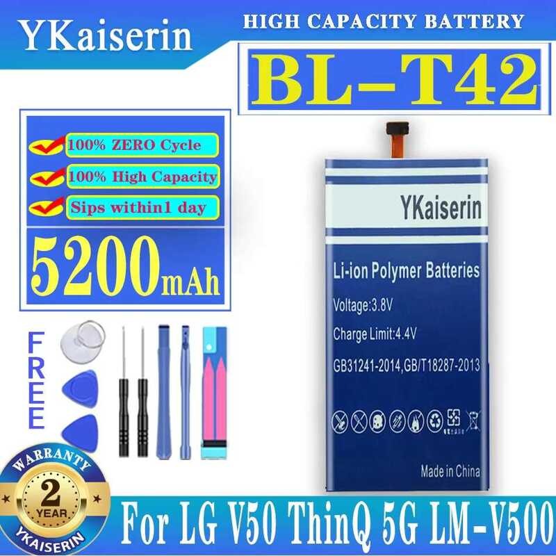 YKaiserin High capacity Battery For LG V50 ThinQ 5G LM-V500 V500N V500EM v500xm 5200mAh BL-T42