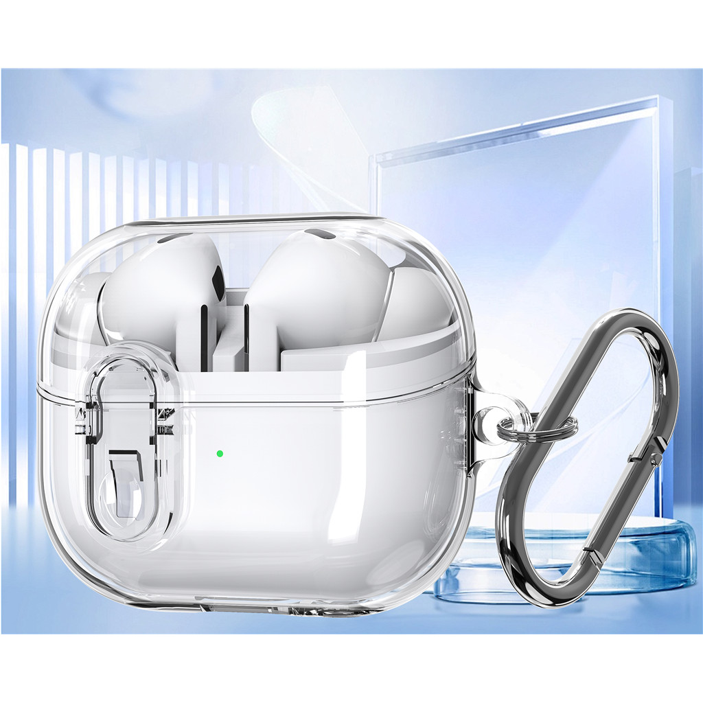 1 ชิ้นโปร่งใสหูฟังสําหรับ Samsung Galaxy Buds 3/Buds 3 Pro พร้อมพวงกุญแจ Anti-Lost Secure ล็อค Prote