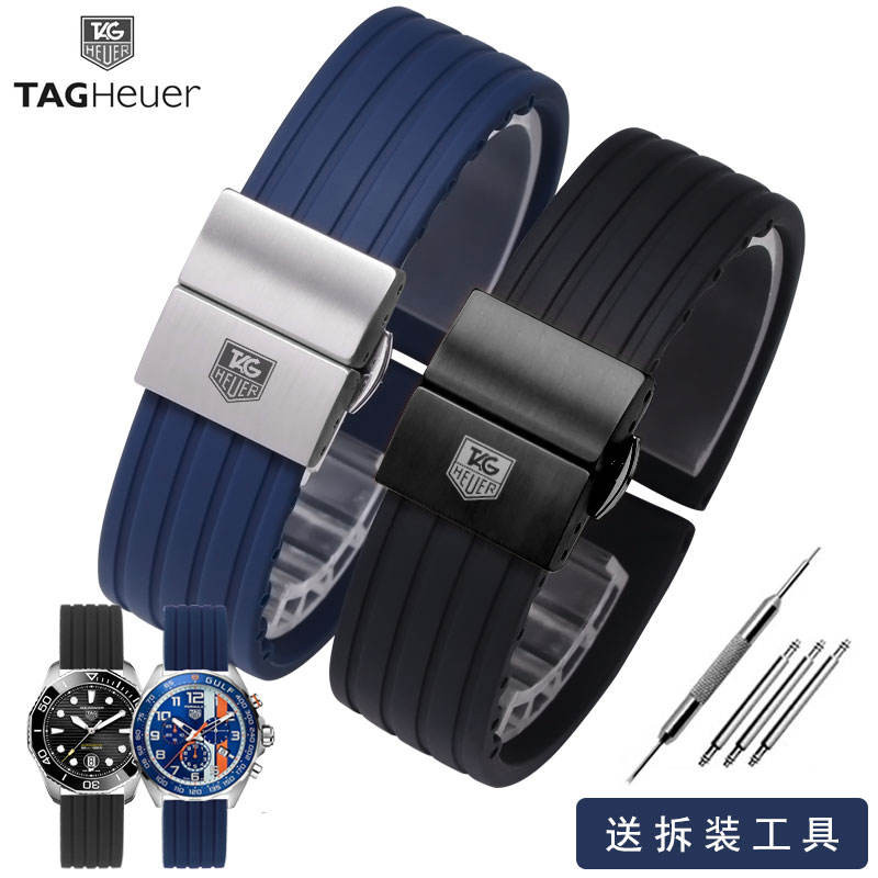 TAG Heuer สายนาฬิกาซิลิโคน Adapted To F1 Monaco Diving Series Carrera สร้อยข้อมือยางสําหรับผู้ชายและผู้หญิง 20