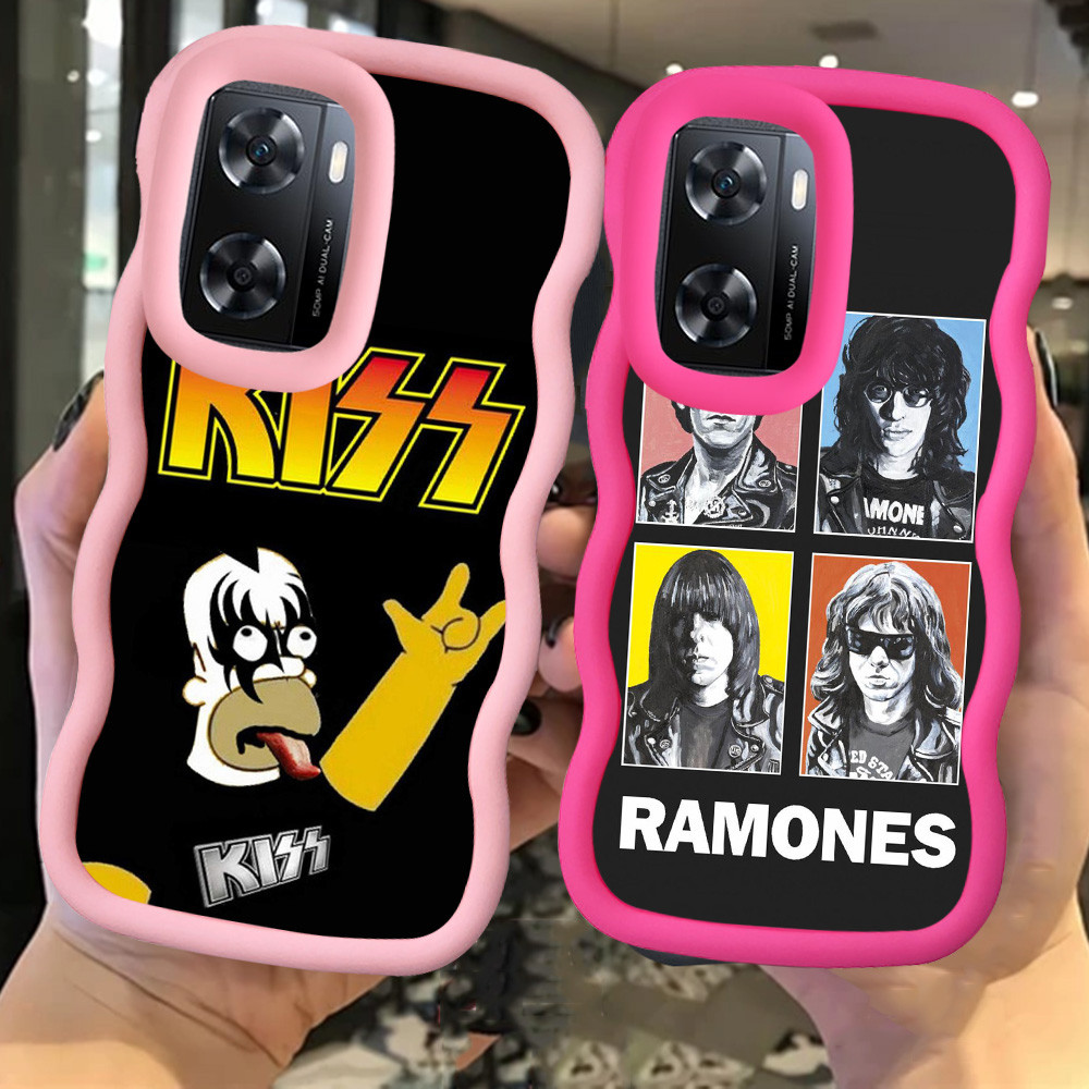 MERAH Z-56 แฟชั่น Rock Band สีแดงสีดําสีชมพูปลอกสําหรับ OPPO A57S A77 A57 Reno 6 Lite A57E A77S 5G