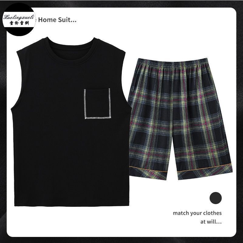 Large Size Pajamas Minimalist Style Short Sleeves Men's Shirt Set Men's Short Sleeved Pajamas ชุดนอน