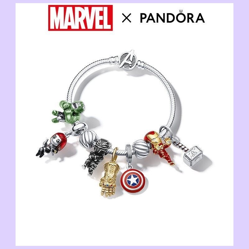 Pandora Pandora สร้อยข้อมือเงิน 925 ลายฮีโร่มาร์เวล สําหรับผู้หญิง และผู้ชาย