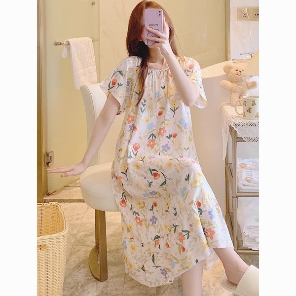 ชุดนอน happy sunday ชุดนอนผู้หญิง ชุดนอนใหม่ผู้หญิงฤดูร้อนพลัสไซส์หลวม 300 จินชุดนอนแขนสั้นชุดนอนผู