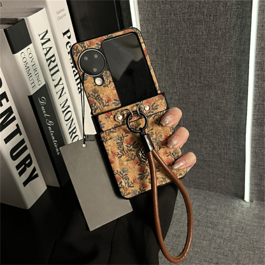 หรูหรา Retro ดอกไม้ฝรั่งเศสแบบพกพาเชือกเคสโทรศัพท์สําหรับ OPPO N3Flip N3 Flip N3Flip N2Flip N2 Flip 