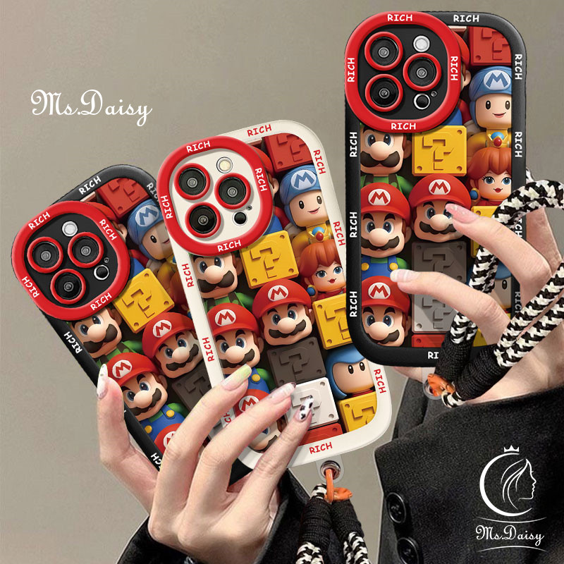 สําหรับRealme 5 5S 5i 6i 9i 12X C1 C2 C3 C11 C12 C15 C20 C21Y C25Y C30S C35 C51 C53 C63 C65 การ์ตูนสแควร์บล็อกSuper-FallกรณีซิลิโคนAnti-Fallกรณี