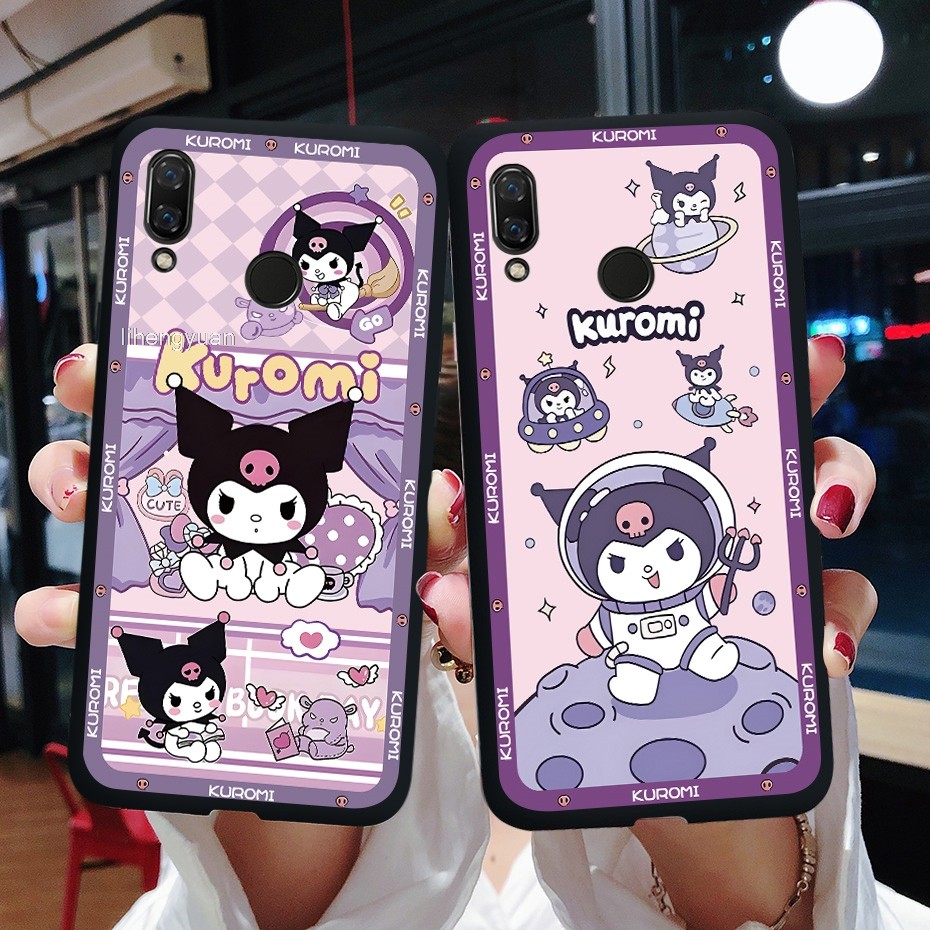 Huawei NOVA 3 3i 4 NOVA3I NOVA4 เคสโทรศัพท์ลายการ์ตูน Kuromi น่ารักพร้อมฝาหลังเชือกเส้นเล็ก