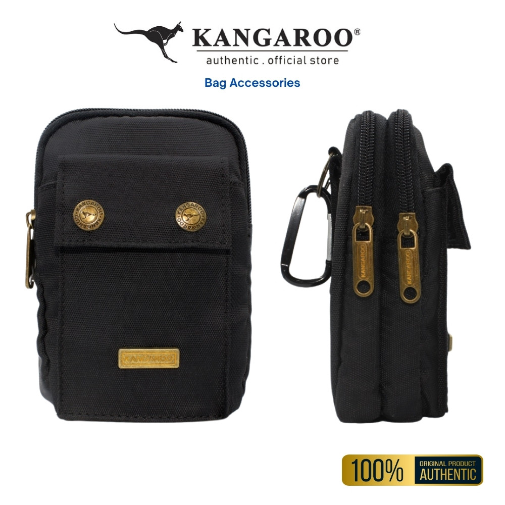 KANGAROO กระเป๋าเข็มขัดผ้าใบสไตล์มินิมอล - สีดํา KGB-5000