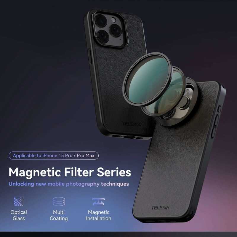 ▥ TELESIN โทรศัพท์ CPL VND Filter สําหรับ 15 Pro Max พร้อมโทรศัพท์ป้องกันกรณีเลนส์กรองสําหรับ I