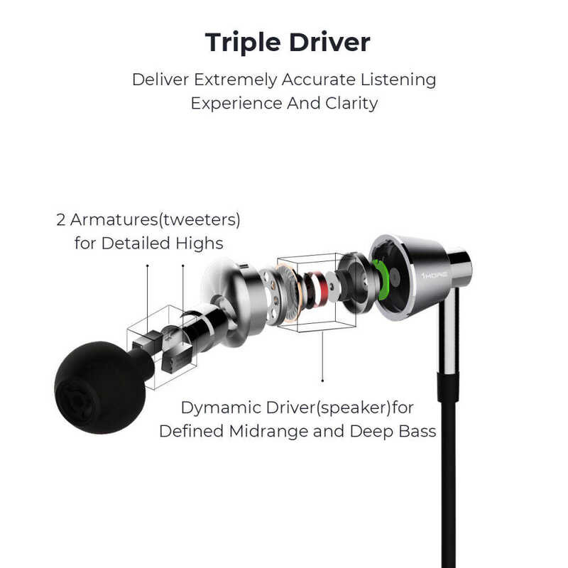 ❤ 1More หูฟังอินเอียร์ Triple Driver E1010 หูฟังความละเอียดสู