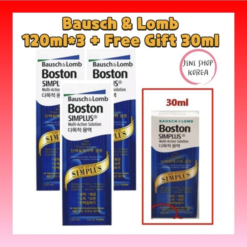 ในสต็อก [Bausch & Lomb] Boston Simplus Multi Action solution 120ml*3 + 30ml(ของขวัญฟรี)/เลนส์แข็ง เล