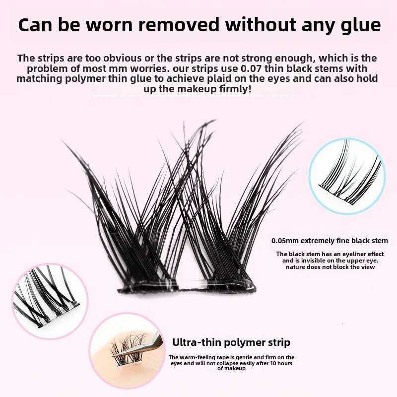 ▥ Menglu Glue Free Removal Thick False Eyelashes Sun wer Cat Elf Female Supernatural Large C