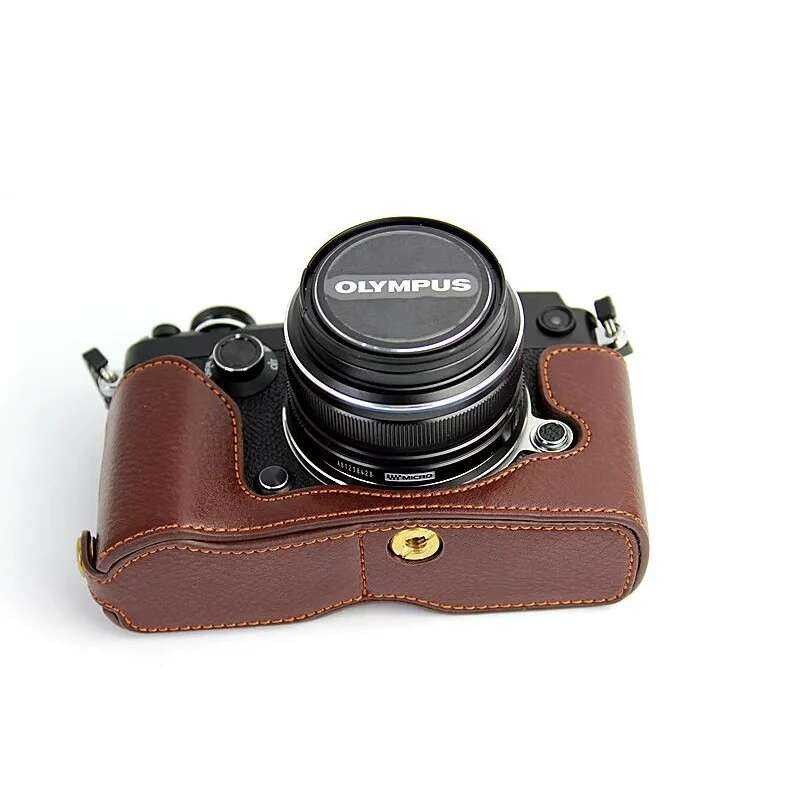 ▥ เคสป้องกันแบบหนังแท้แบบครึ่งตัวสำหรับกล้องดิจิตอล Olympus Pen-F Penf
