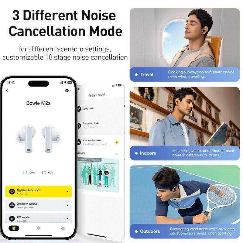 ❤ Baseus M2s ANC Earbuds บลูทูธหูฟัง5.3ไม่มีเสียงรบกวนที่ใช้ง