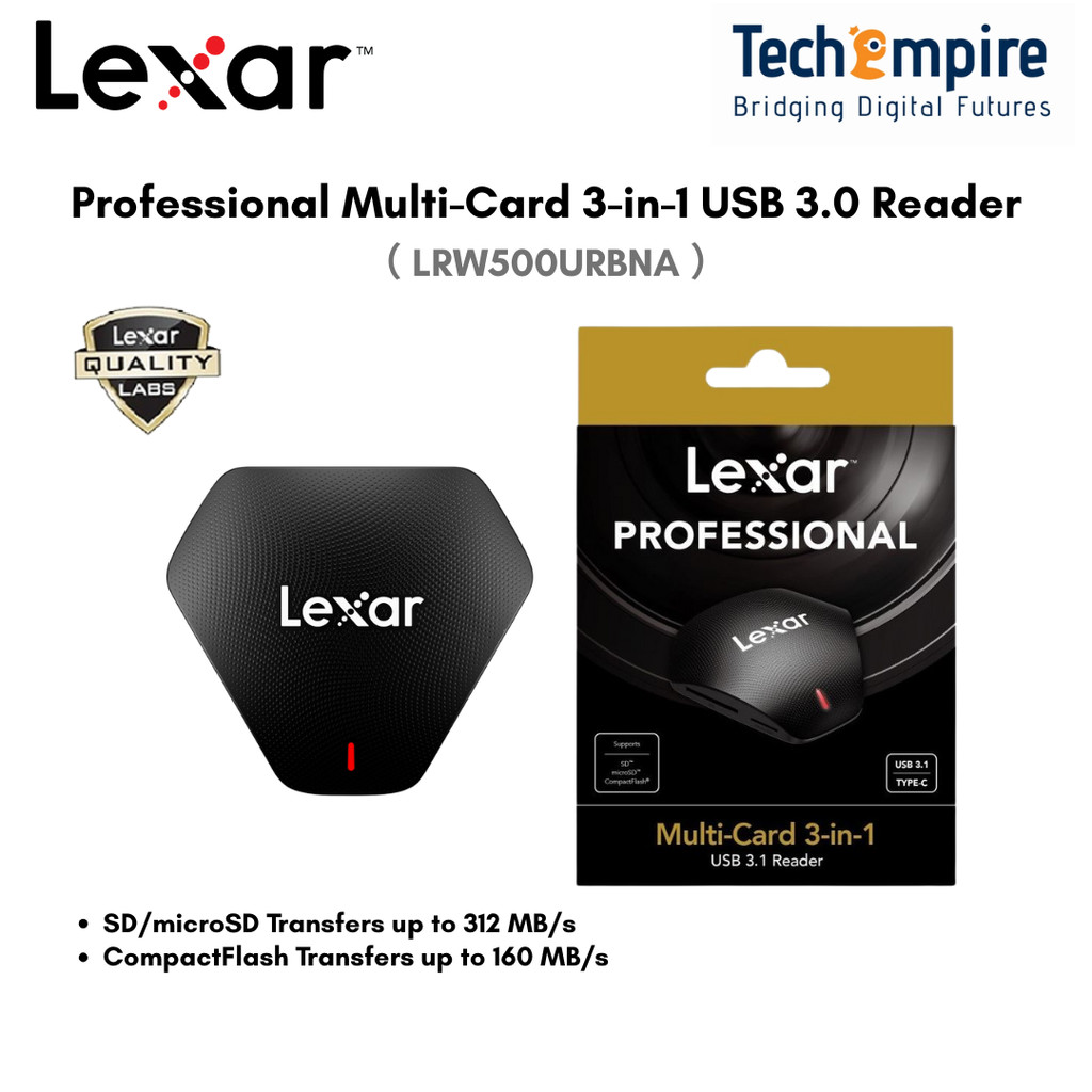 Lexar Professional Multi-Card 3-in-1 USB 3.0 Reader LRW500URBNA