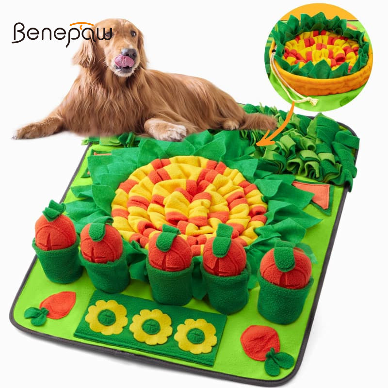 Benepaw Interactive สุนัขการฝึกอบรมของเล่น Snuffle Mat Enrichment Foraging เกมปริศนา Treat Dispenser สนุกช้าลงกินทนทานปลอดภัยวัสดุล้างทําความสะอาดได้ Anti-Slip ด้านล่าง