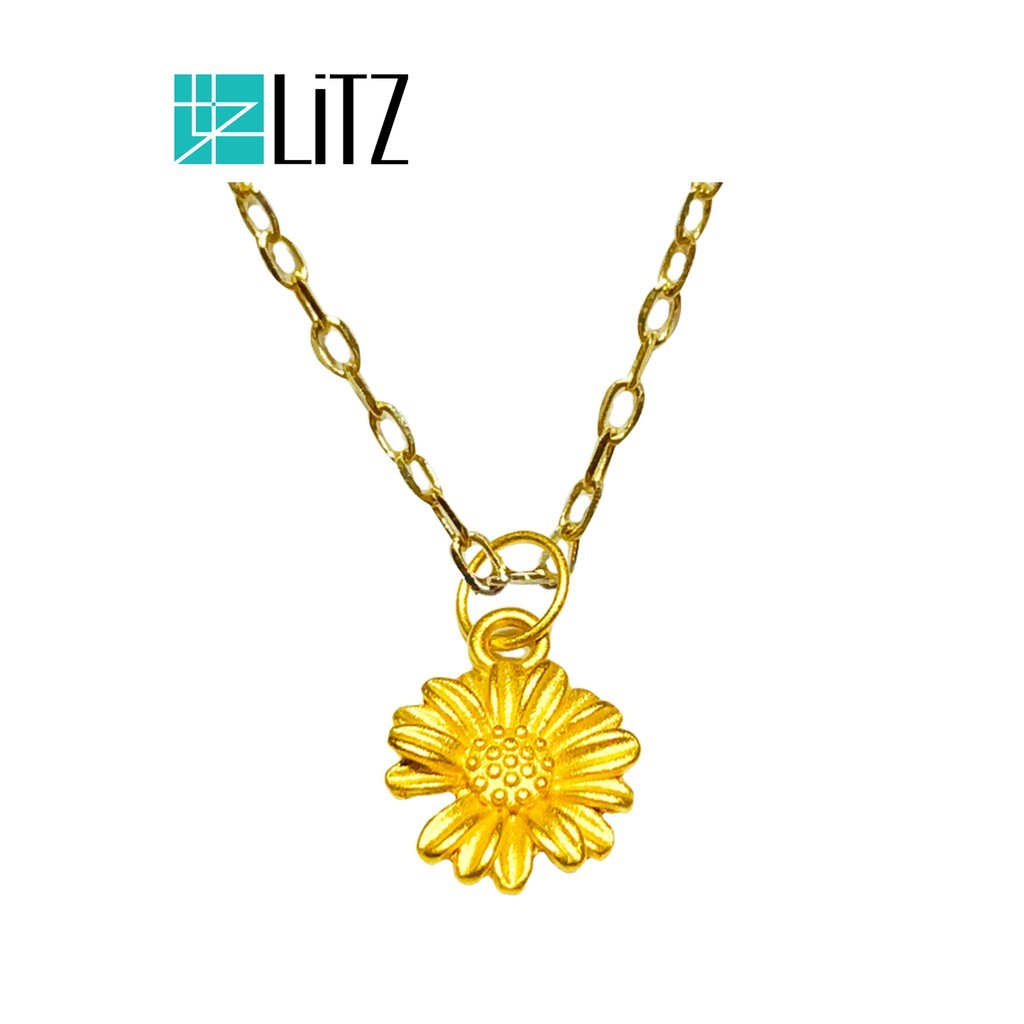 [พิเศษ] Lutz 999 (24K) จี้ดอกทานตะวันสีทองพร้อมโซ่เงิน 925 ชุบทอง 14K EP0282A-N