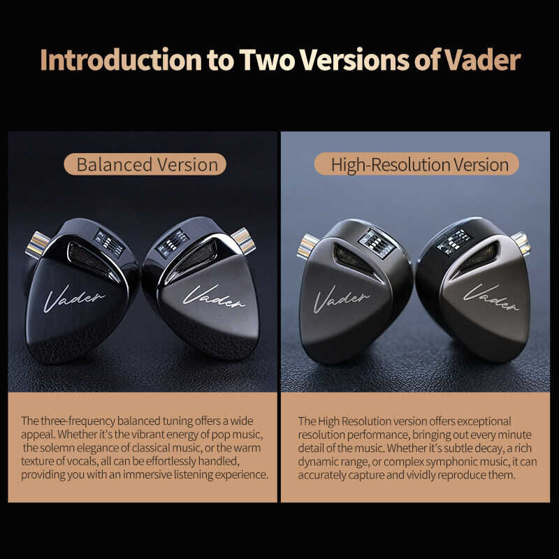 Vader ปรับได้หูฟังไดรเวอร์แบบไดนามิก3ตัว,ความละเอียด KZ