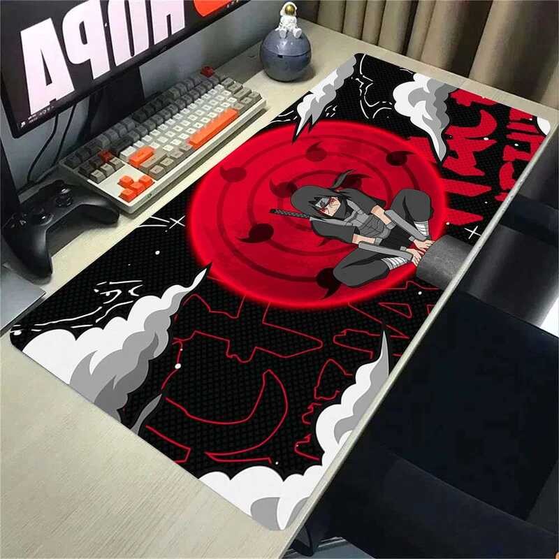 อะนิเมะแผ่นรองเมาส์ญี่ปุ่น Cool แล็ปท็อป Red Moon คีย์บอร์ดเกม Deskmat 40x90 ซม.N-นารูโตะ Antislip Mousepad Gamer ตู้อุปกรณ์เสริม