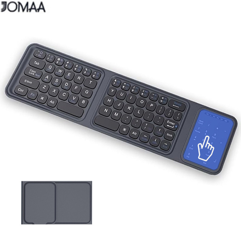 JOMAA คีย์บอร์ดไร้สาย Bluetooth ขนาดเต็มพร้อมทัชแพด Numberic Pad คีย์บอร์ดพับแบบชาร์จไฟได้สําหรับแล็ปท็อปโทรศัพท์ iPad