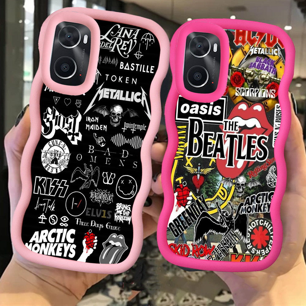 MERAH Z-64 Rock Band สีแดงสีดําสีชมพูปลอกสําหรับ OPPO A76 A96 A36 K10 Realme 9i