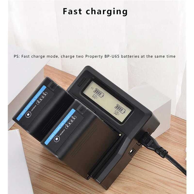 ❃ ใหม่  Bp-U30 Bp-U60 Bp-U65 Bp-U90 LCD Battery Charger Dual สำหรับ Sony Pmw-100, 50 Pmw-160 Pmw    