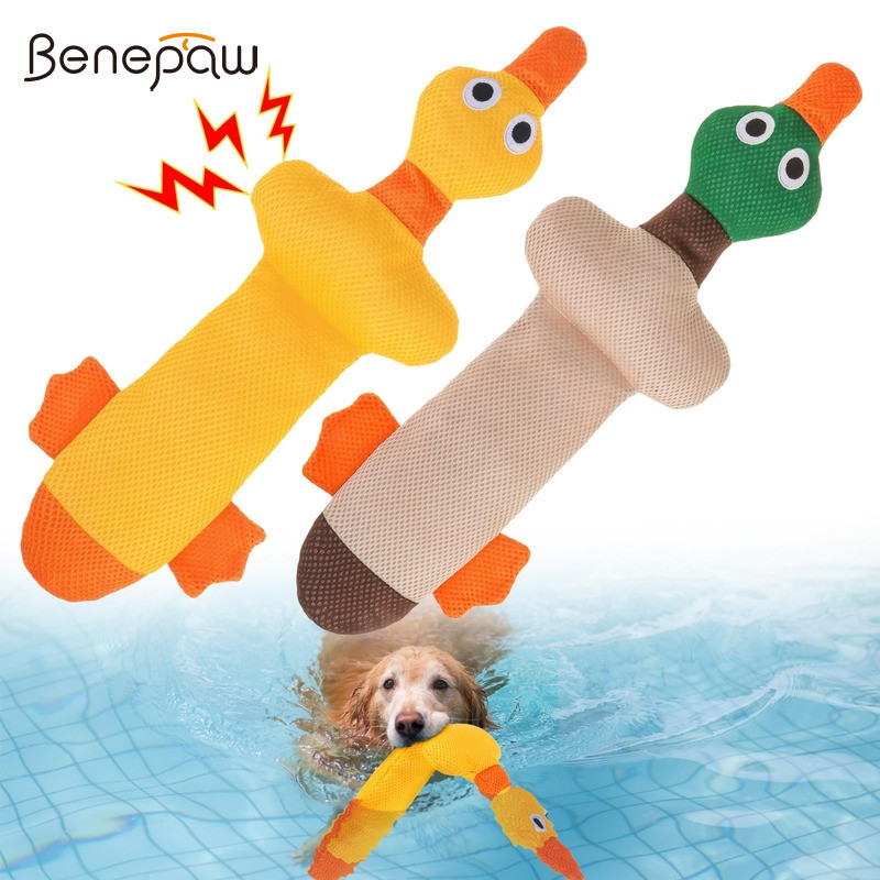 ​​Benepaw ลอยของเล่นสุนัขเป็ดรูปร่าง Squeaky น้ําดึงสระว่ายน้ําของเล่นสําหรับลูกสุนัขขนาดเล็กขนาดกลางขนาดใหญ่สุนัขตาข่ายนุ่มทําความสะอาดฟันทําความสะอาดง่าย​​